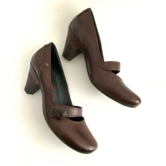Pikolinos Pumps Size 38 US 7 Brown Leather Mary Jane Square-toe Block Heel - Picture 5 of 11